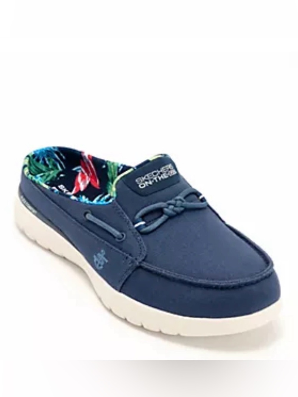 Skechers Navy On The Go Mule with Tropical Lining